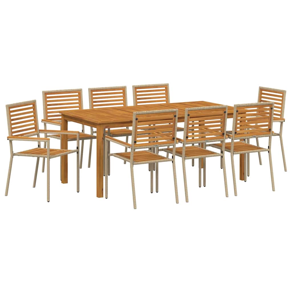 Hage Spisegruppe 9 pcs Beige Solid akasietre