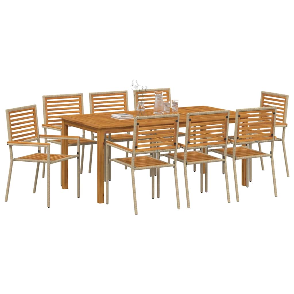 Hage Spisegruppe 9 pcs Beige Solid akasietre