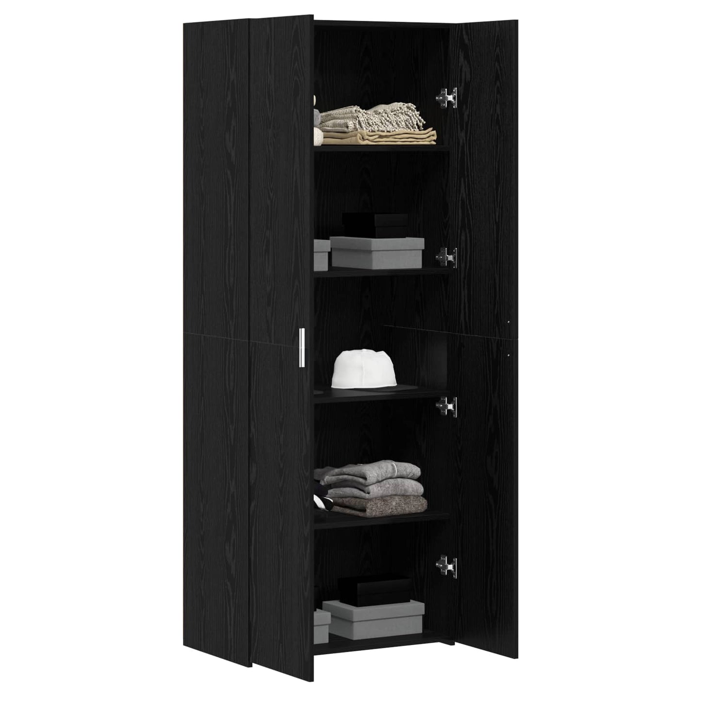 Høyskap 2 pcs Svart Eik 70 x 42,5 x 185 cm vidaXL
