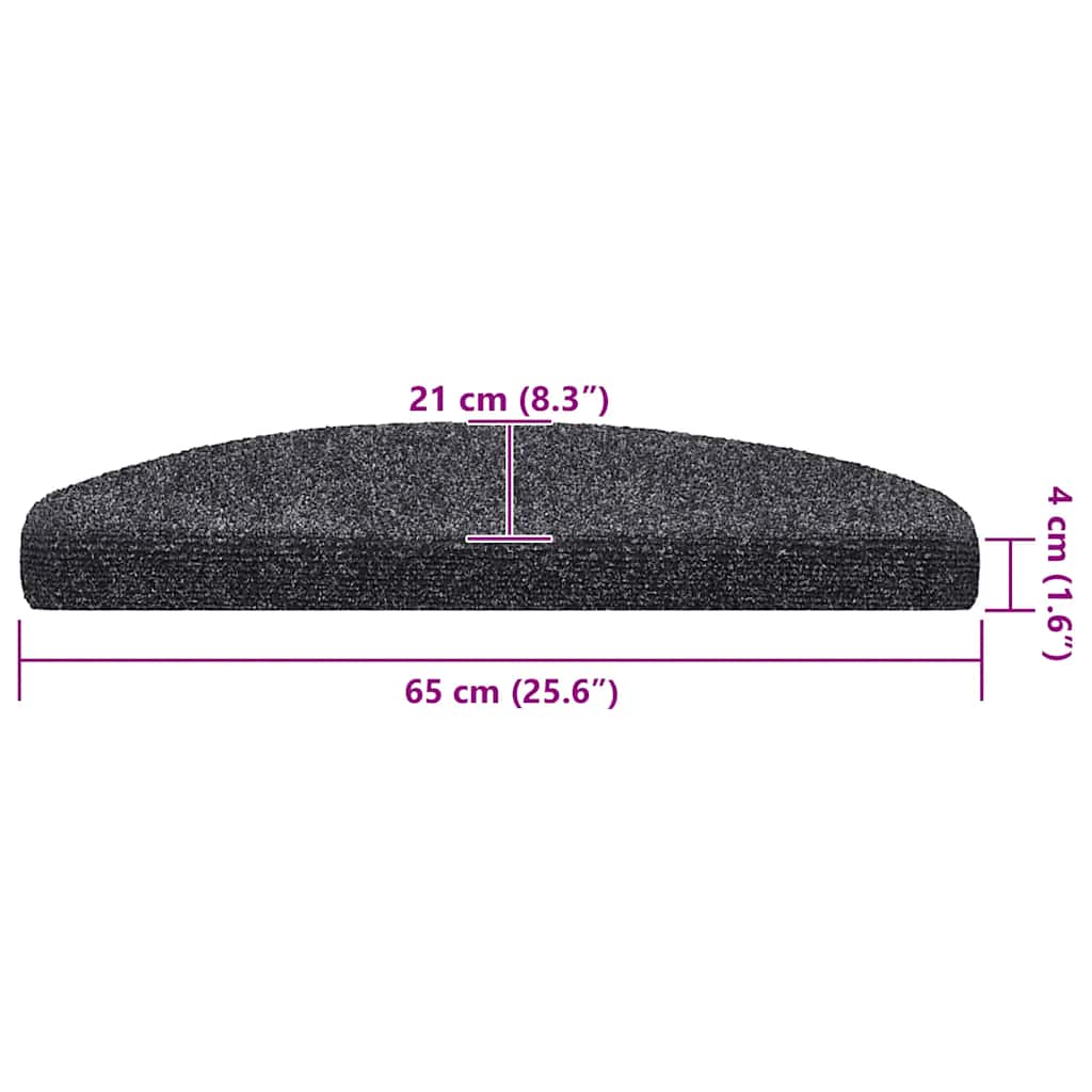Trappematter selvklebende 20 stk 65x21x4 cm mørkegrå halvrund store