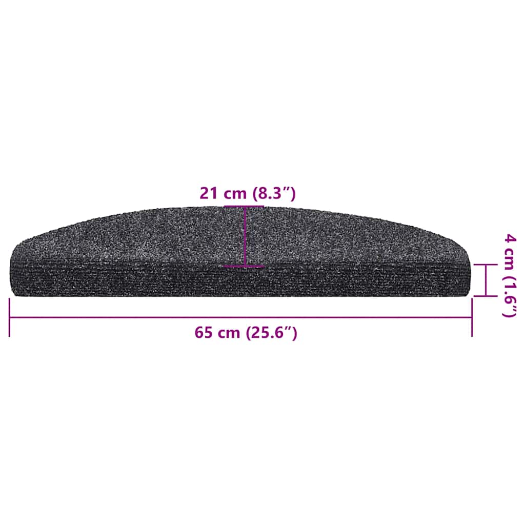 Trappematter selvklebende 30 stk 65x21x4 cm mørkegrå halvrund store