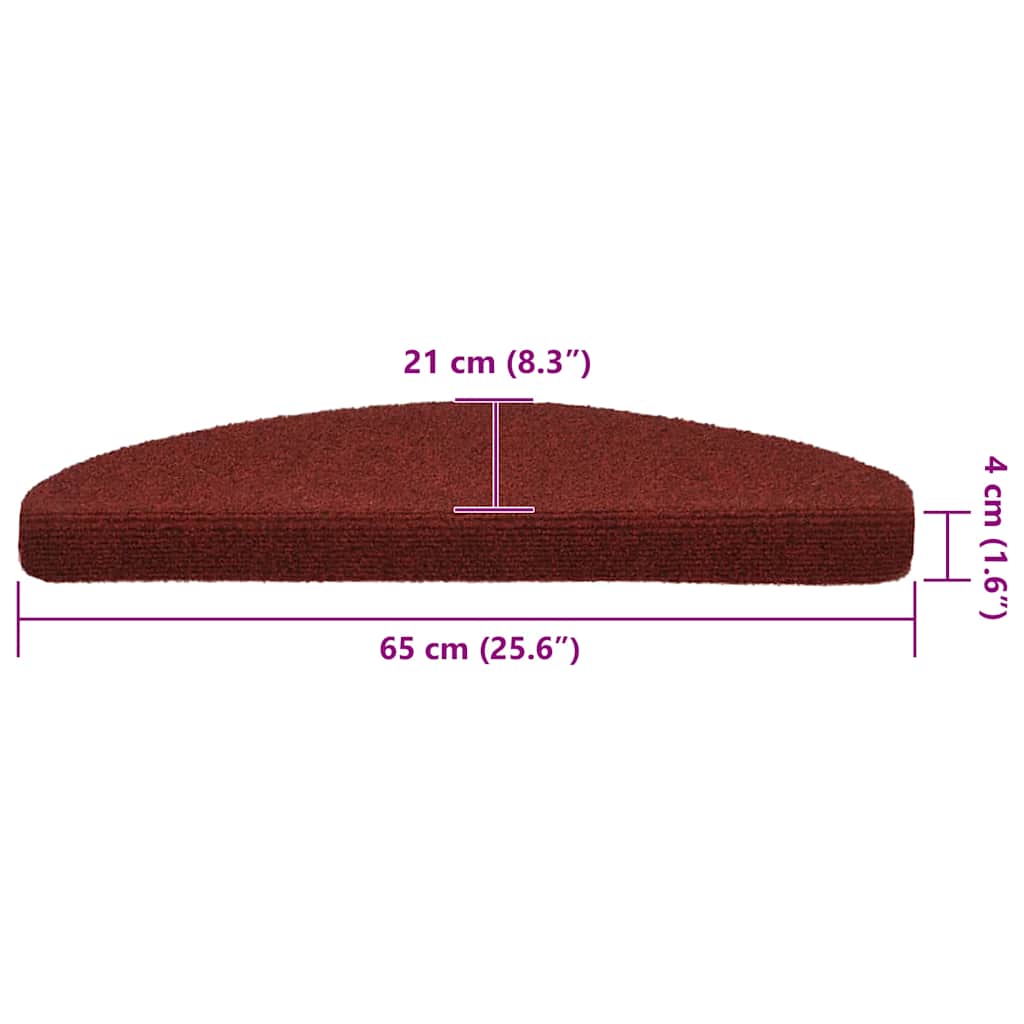 Trappematter selvklebende 30 stk 65x21x4 cm bordeauxrød halvrund store