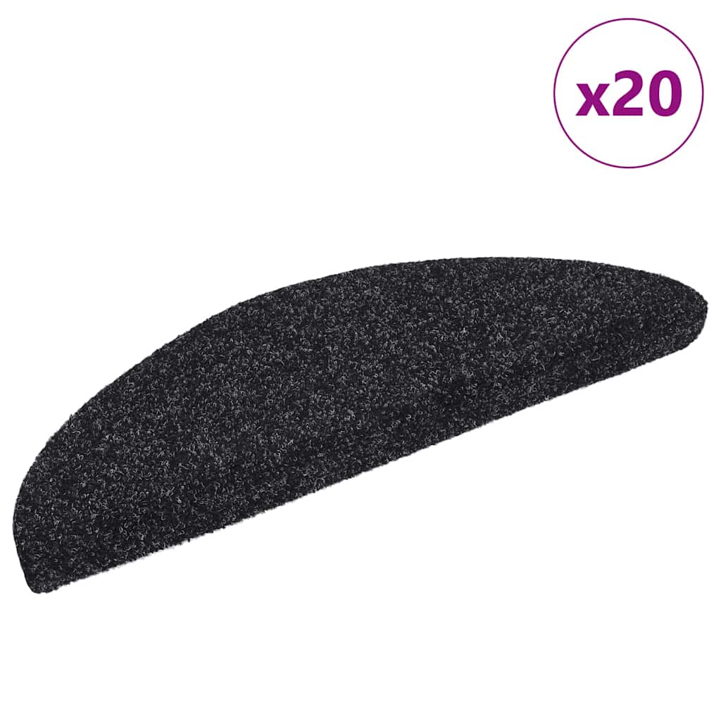 Trappematter selvklebende 20 stk 56x17x3 cm svarte halvrund