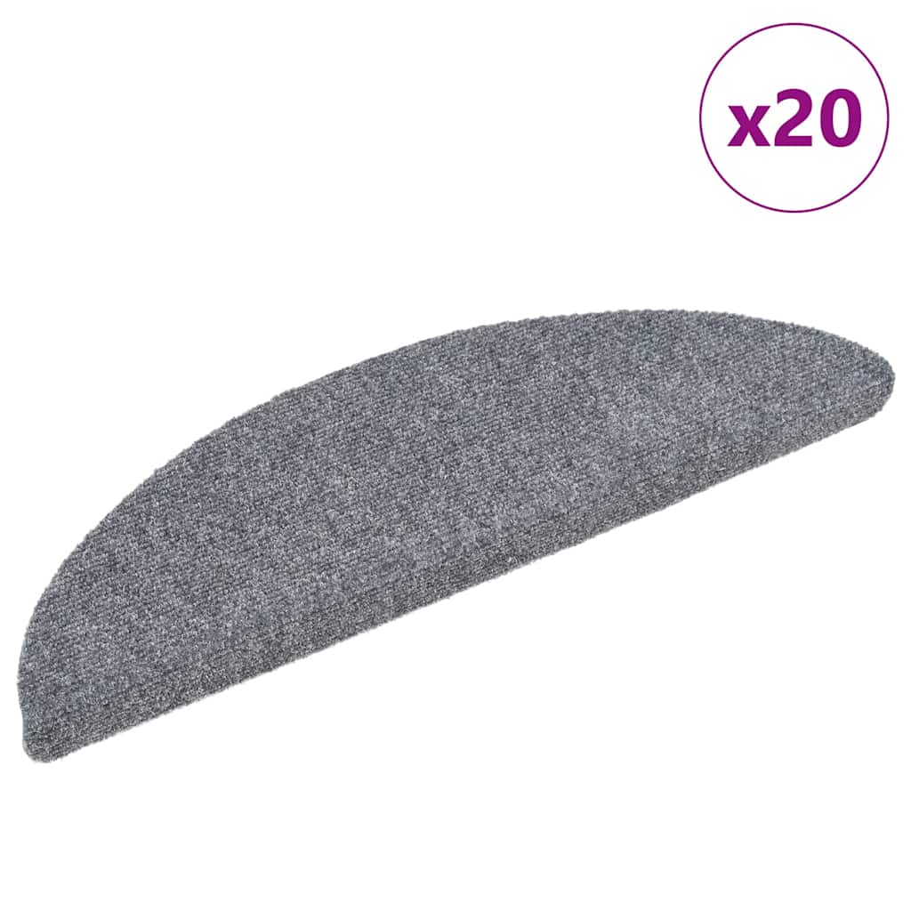Trappematter selvklebende 20 stk 56x17x3 cm lysegrå halvrund