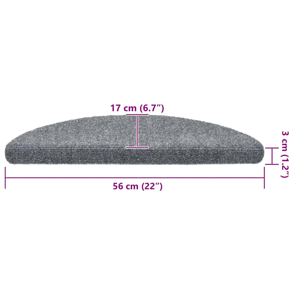 Trappematter selvklebende 20 stk 56x17x3 cm lysegrå halvrund