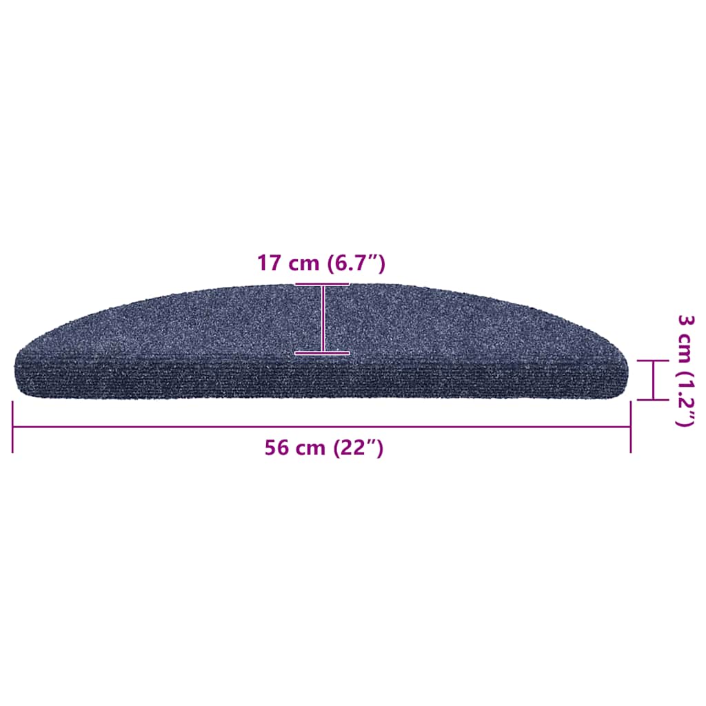 Trappematter selvklebende 30 stk 56x17x3 cm blå halvrund
