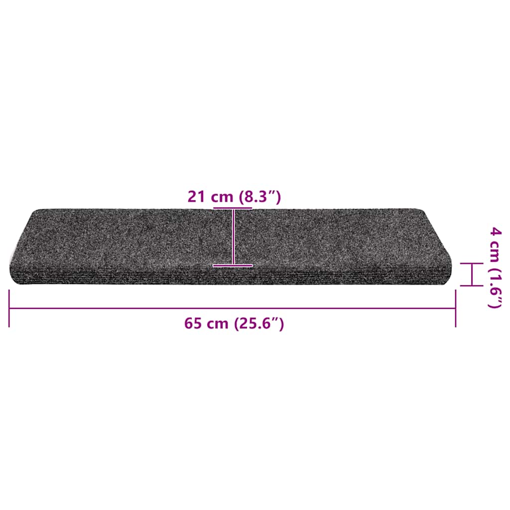 Trappematter selvklebende 30 stk 65x21x4 cm mørkegrå rektangulær kant