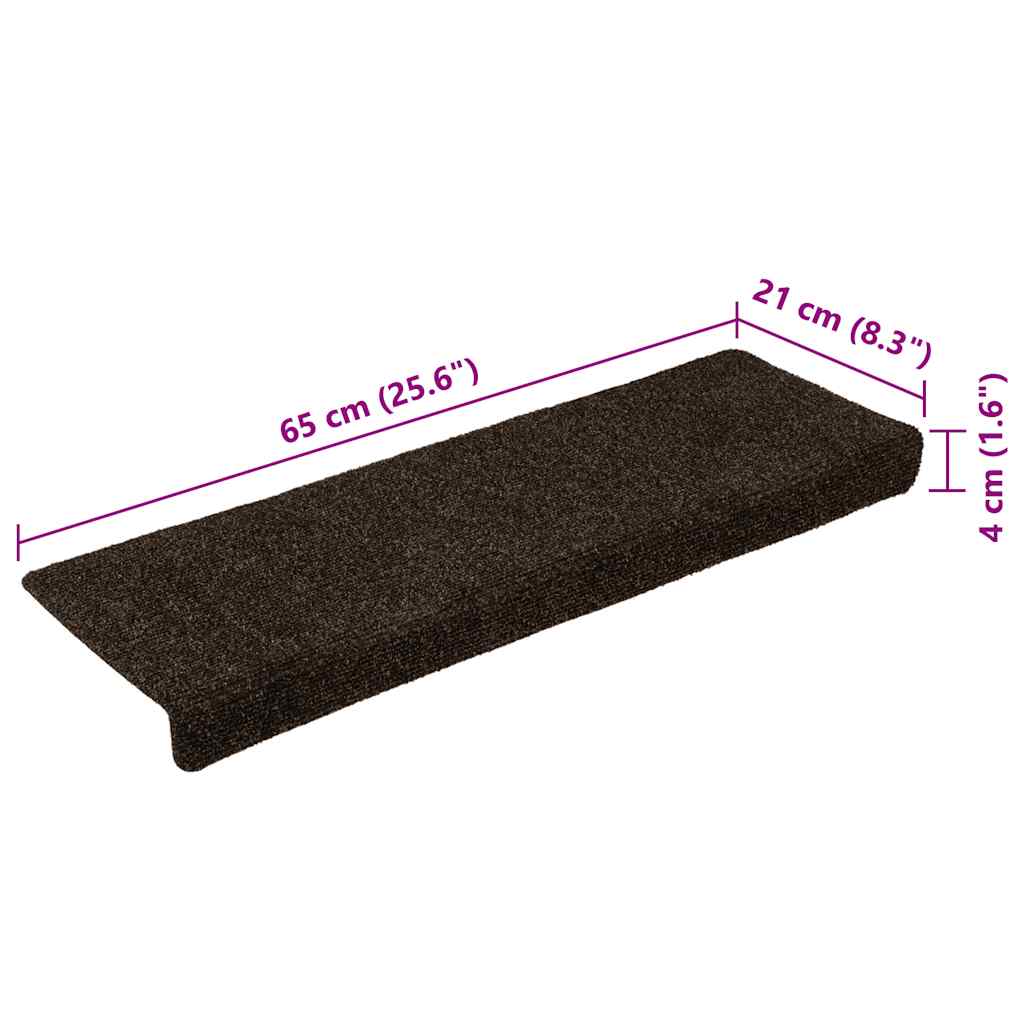 Trappematter selvklebende 30 stk 65x21x4 cm mørkebrune rektangulære kanter