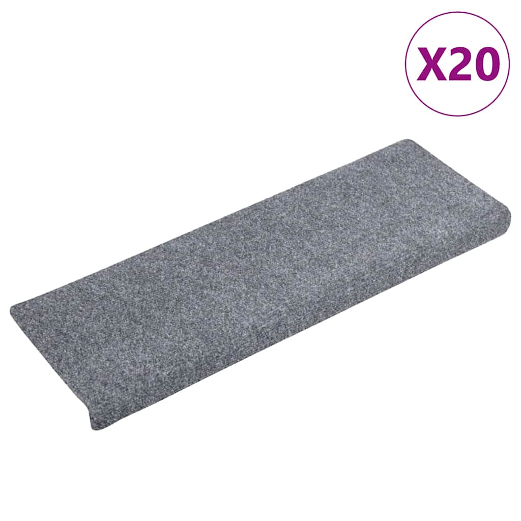 Trappematter selvklebende 20 stk 65x21x4 cm lysegrå rektangulær kant