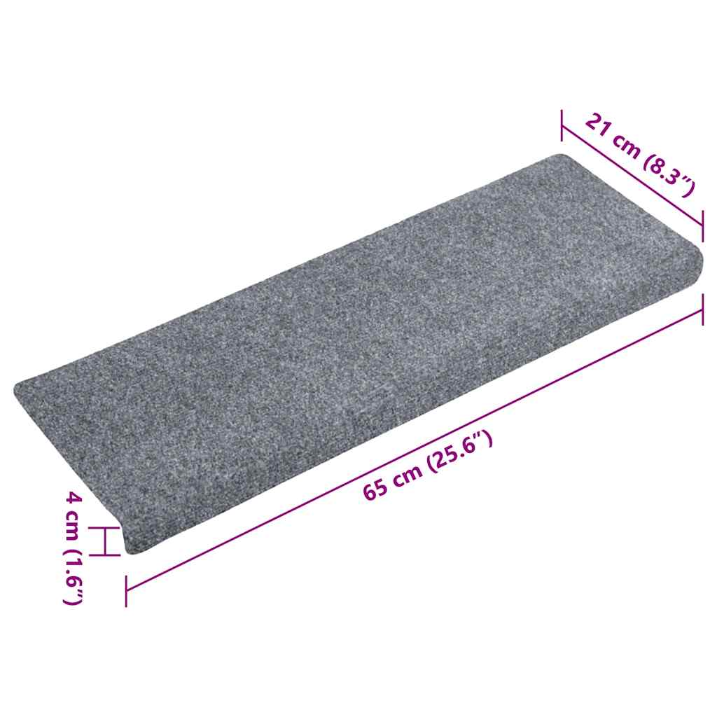 Trappematter selvklebende 20 stk 65x21x4 cm lysegrå rektangulær kant