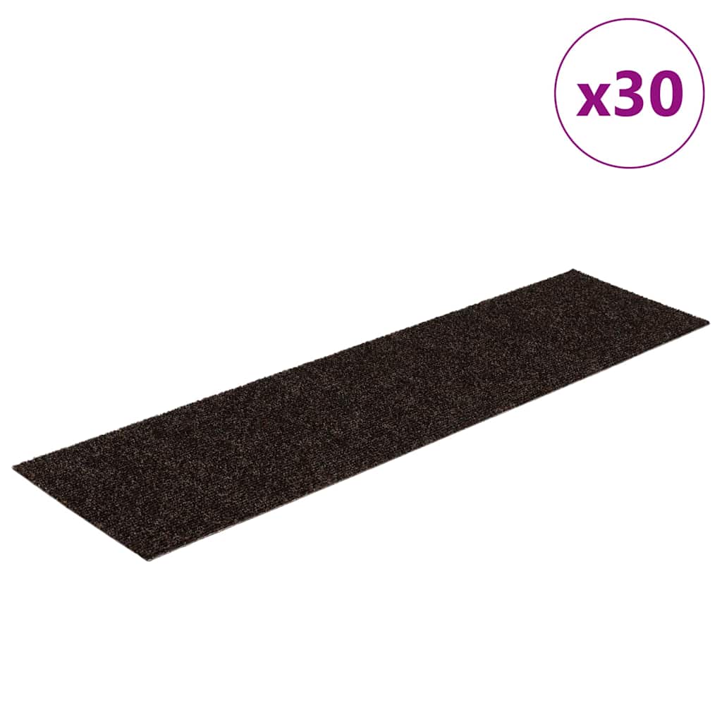 Trappematter selvklebende 30 stk 76x20 cm mørkebrune rektangulære