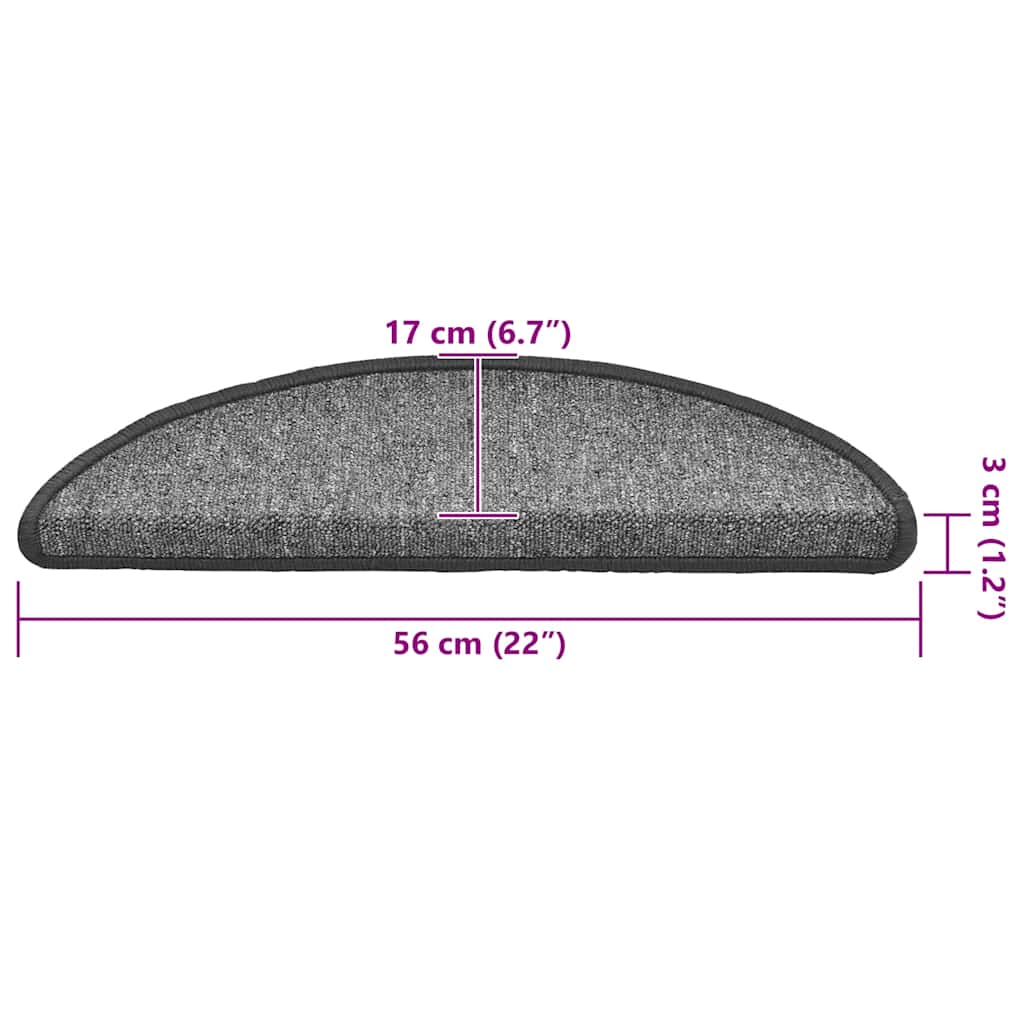Trappematter 30 stk 56x17x3 cm mørkegrå halvrund
