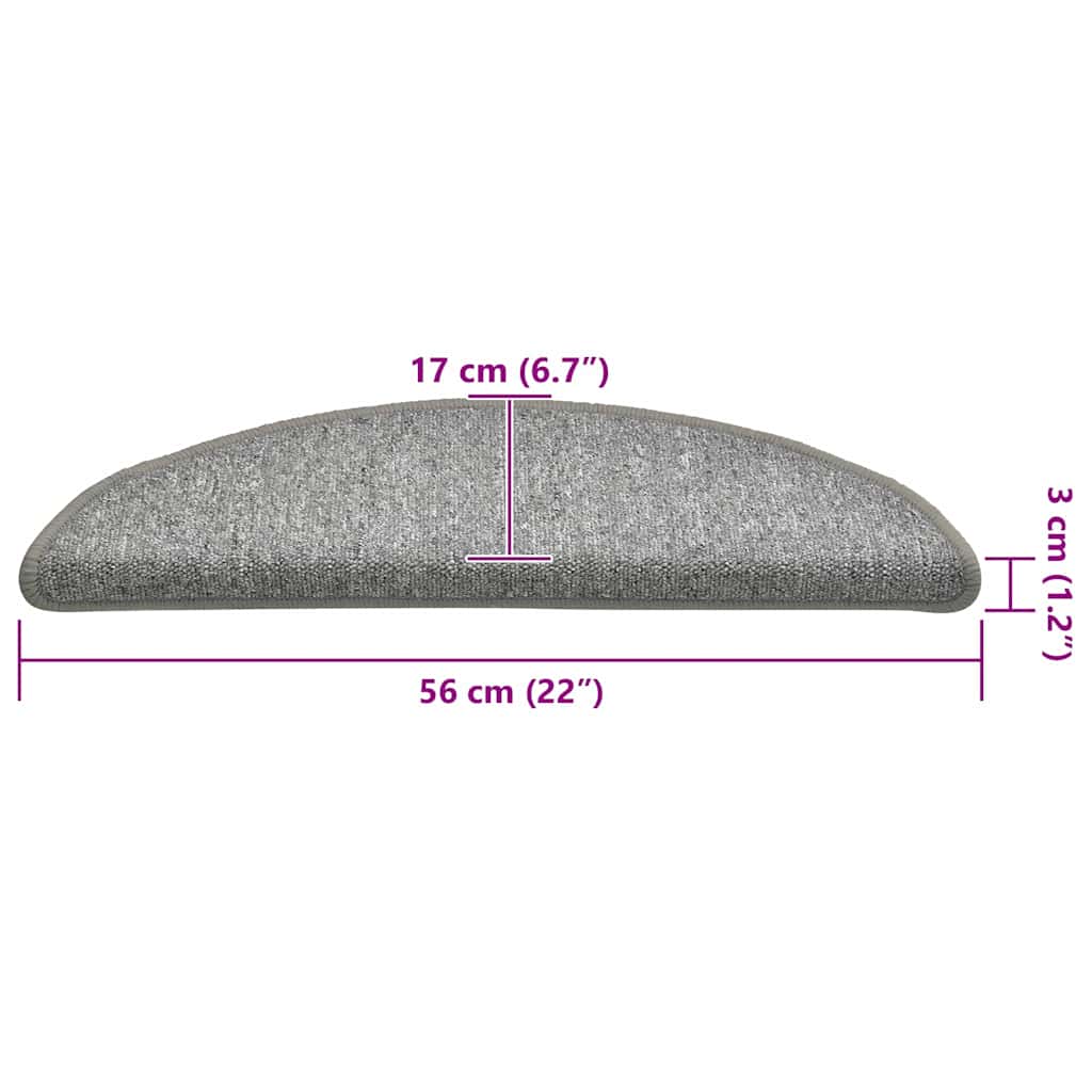 Trappematter 30 stk 56x17x3 cm lysegrå halvrund