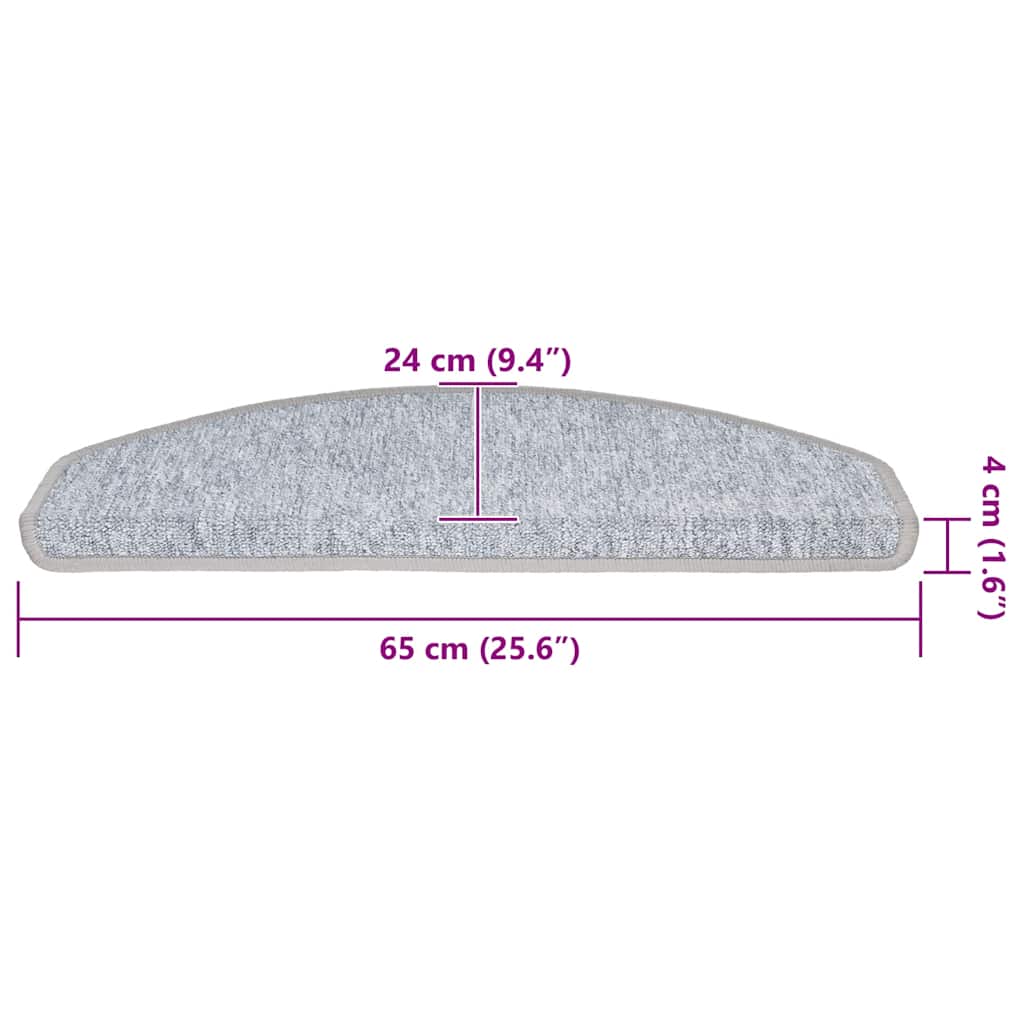 Trappematter 30 stk 65x24x4 cm lysegrå halvrund store