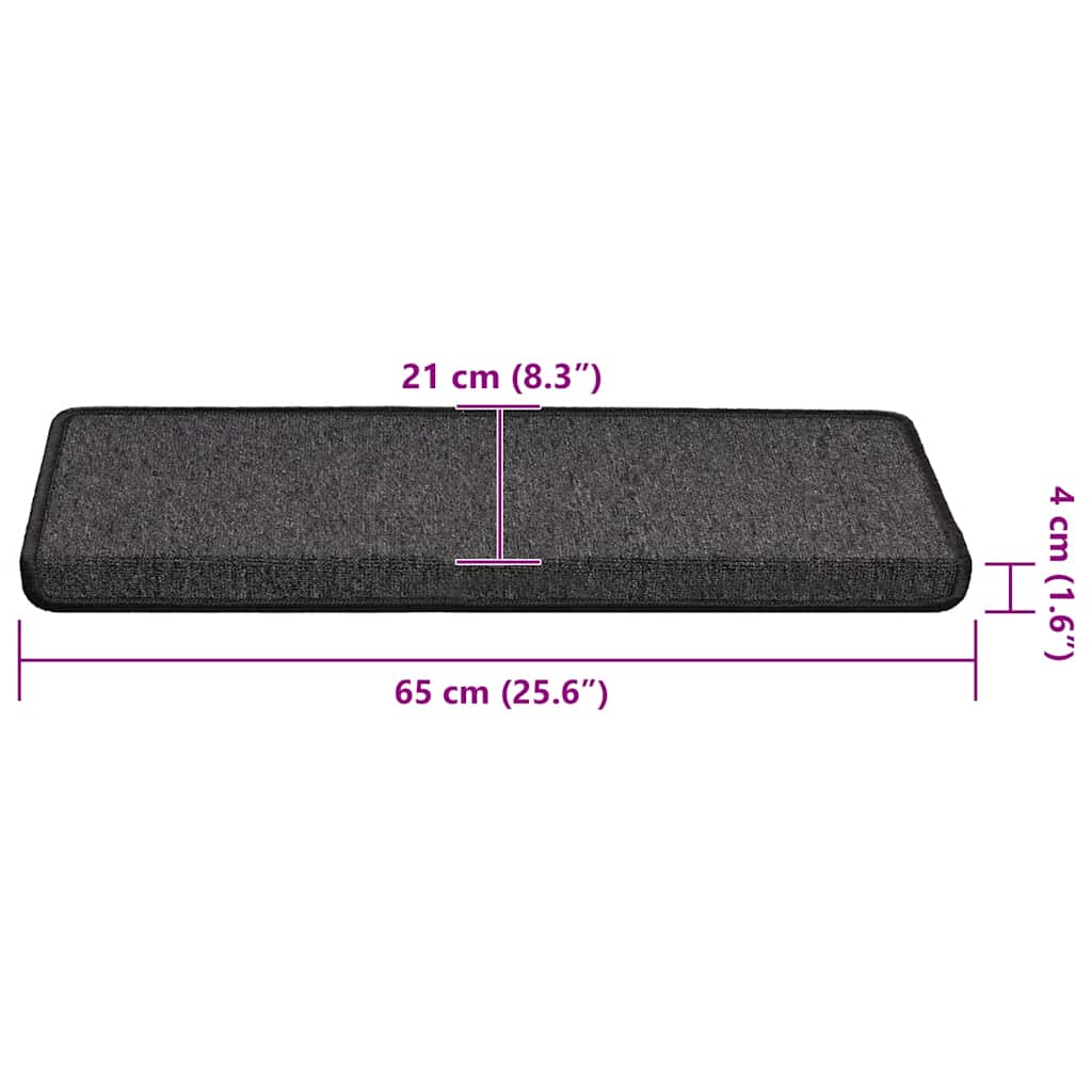 Trappematter 30 stk 65x21x4 cm antrasitt rektangulær kant