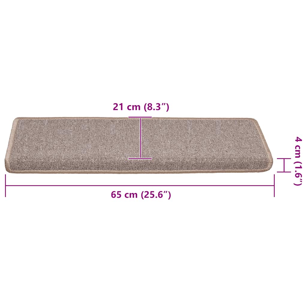 Trappematter 30 stk 65x21x4 cm lysebrune rektangulære kanter vidaXL