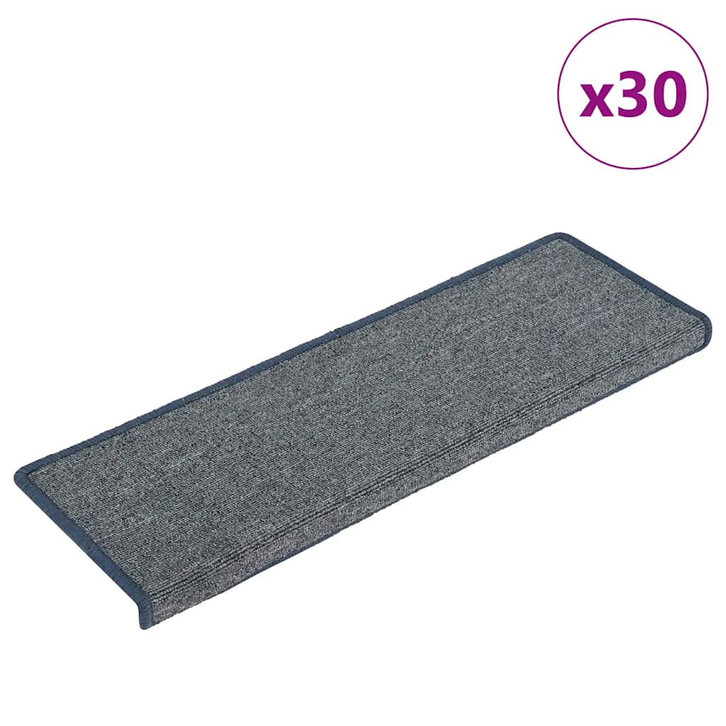 Trappematter 30 stk 65x21x4 cm lysegrå og blå rektangulær kant