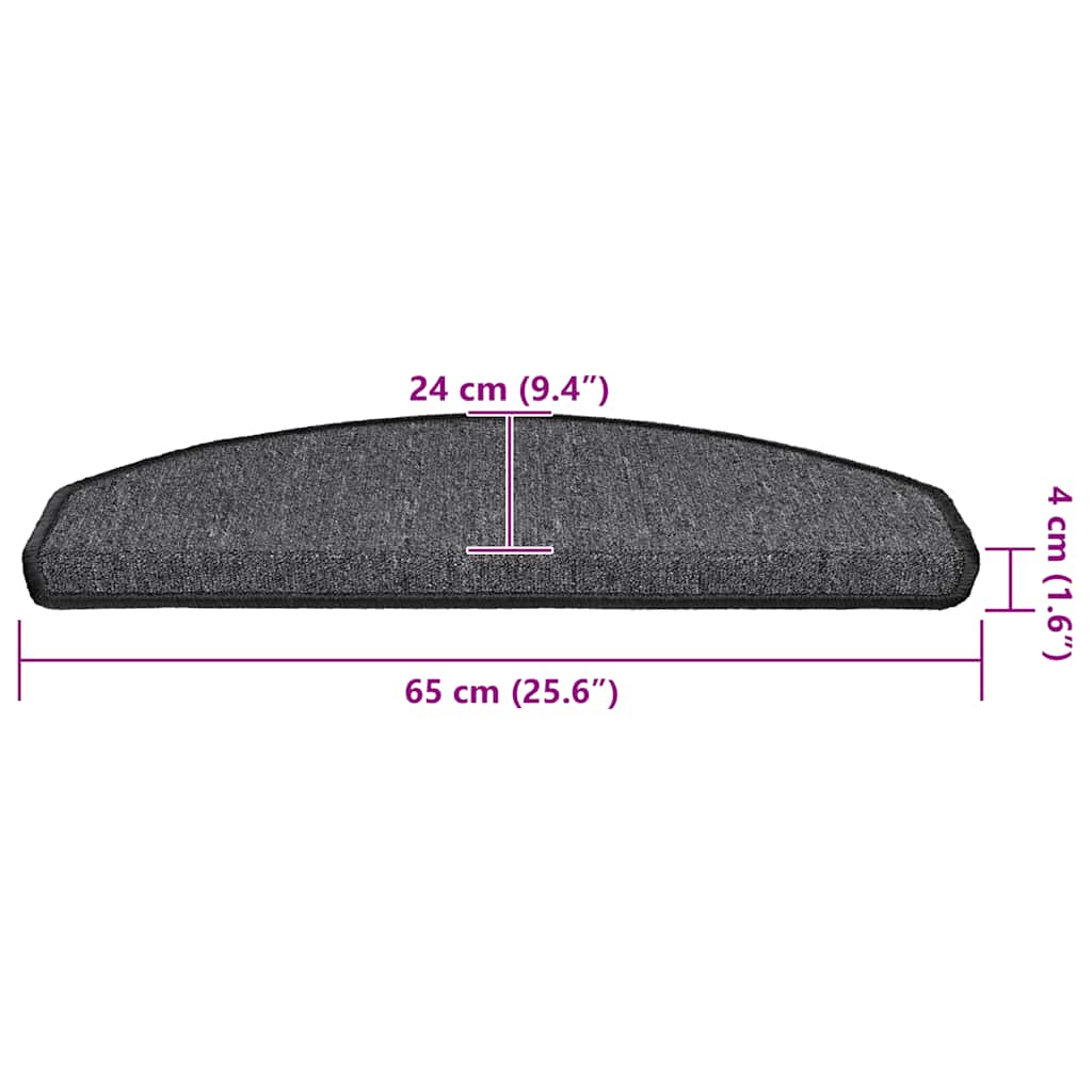 Trappematter 20 stk 65x24x4 cm antrasitt halvrund store