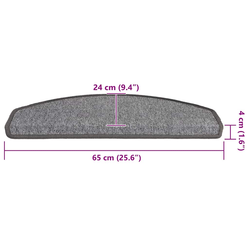 Trappematter 20 stk 65x24x4 cm mørkegrå halvrund store