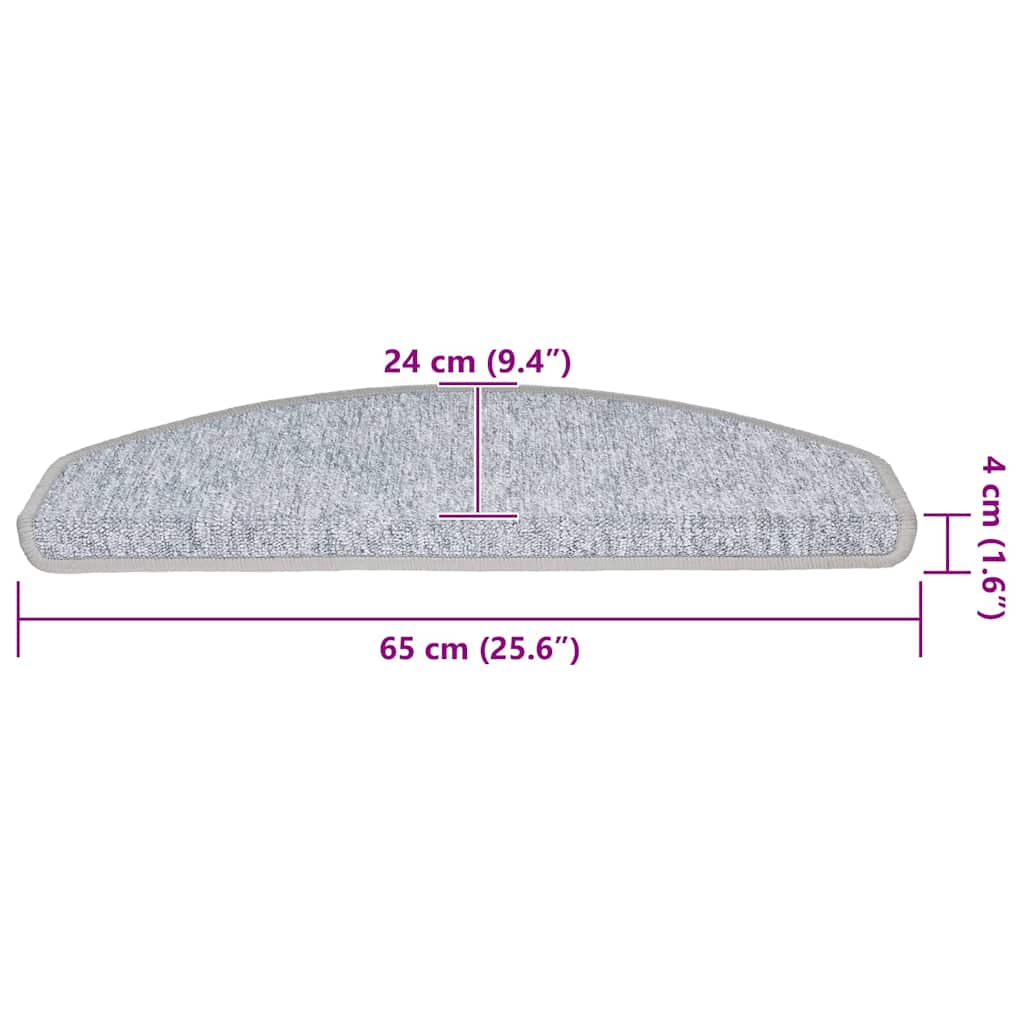 Trappematter 20 stk 65x24x4 cm lysegrå halvrund store