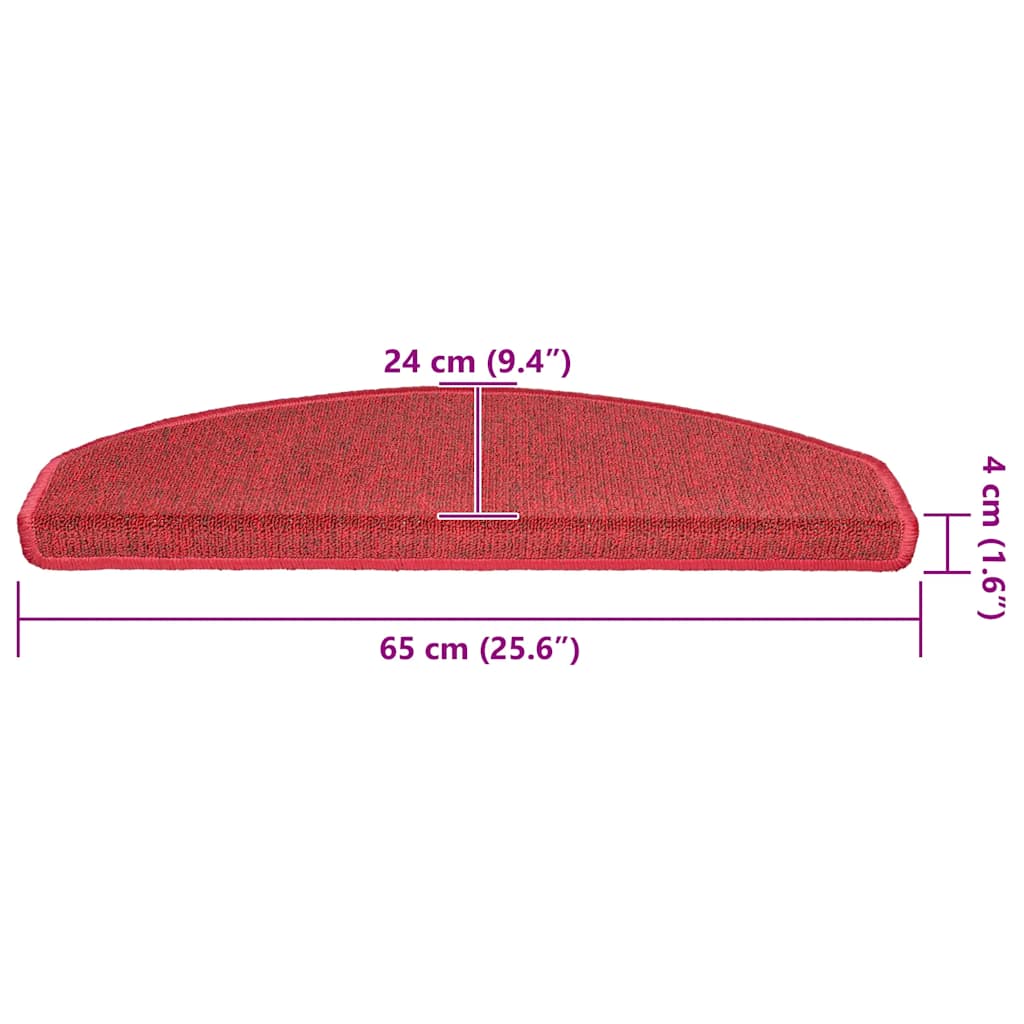 Trappematter 20 stk 65x24x4 cm rød halvrund store