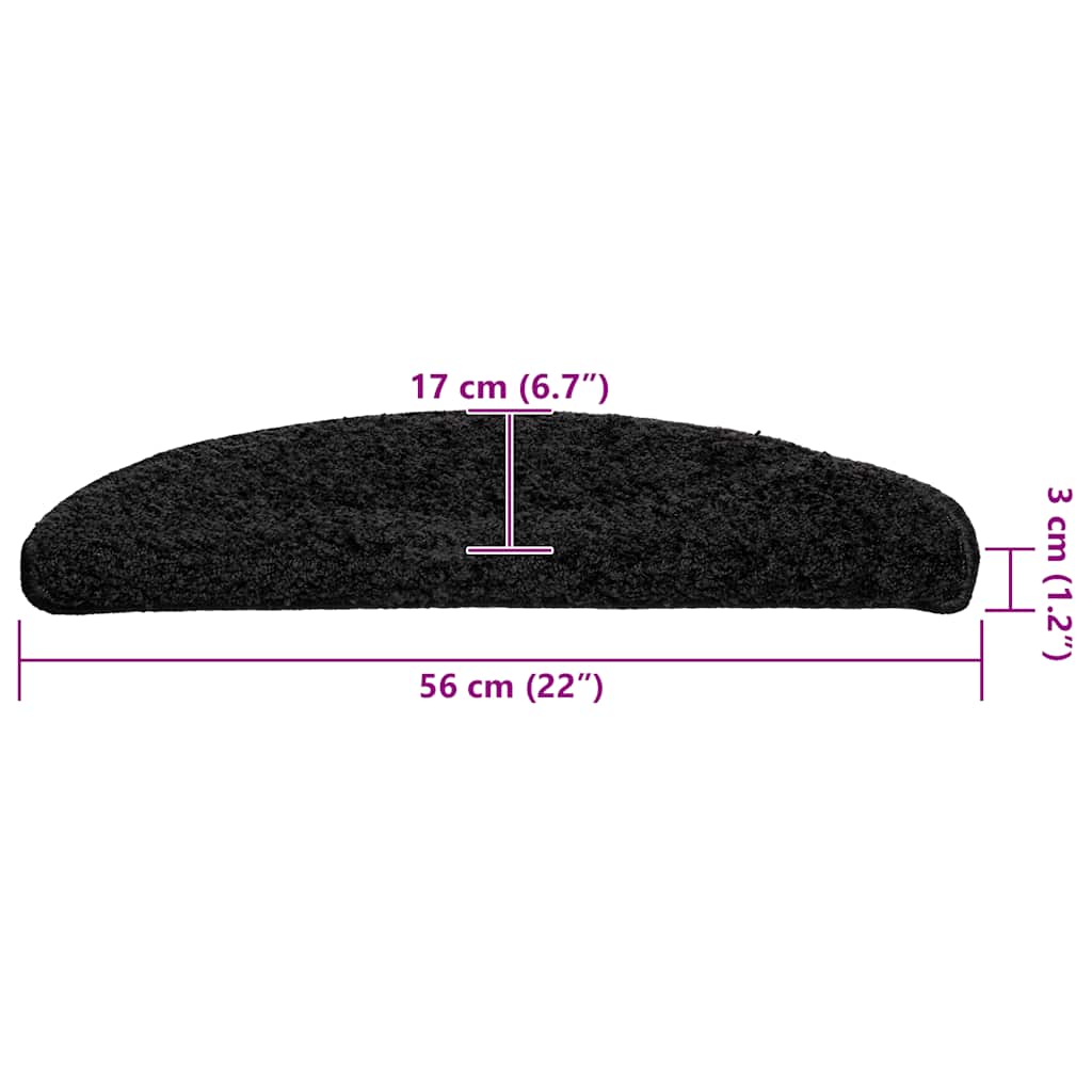 Trappematter 20 stk 56x17x3 cm svarte halvrund