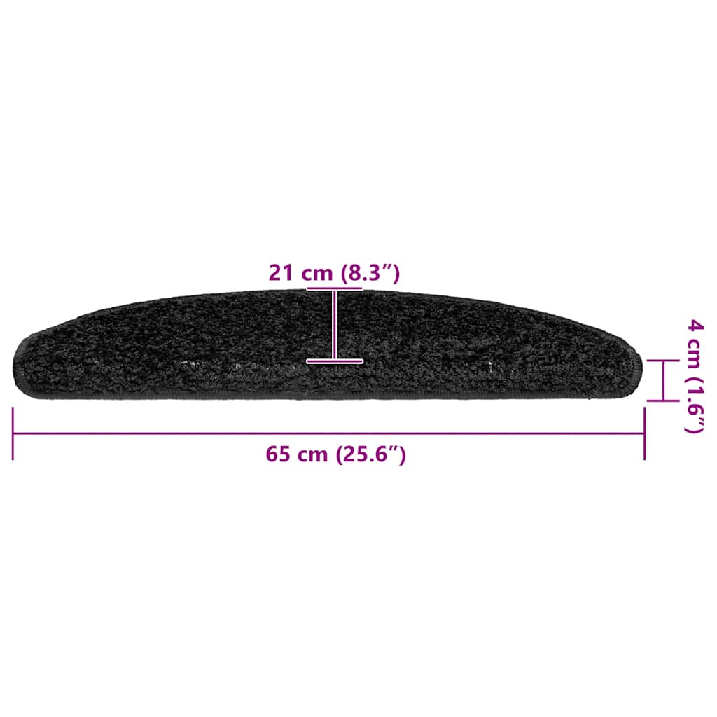 Trappematter 20 stk 65x21x4 cm svarte halvrund store