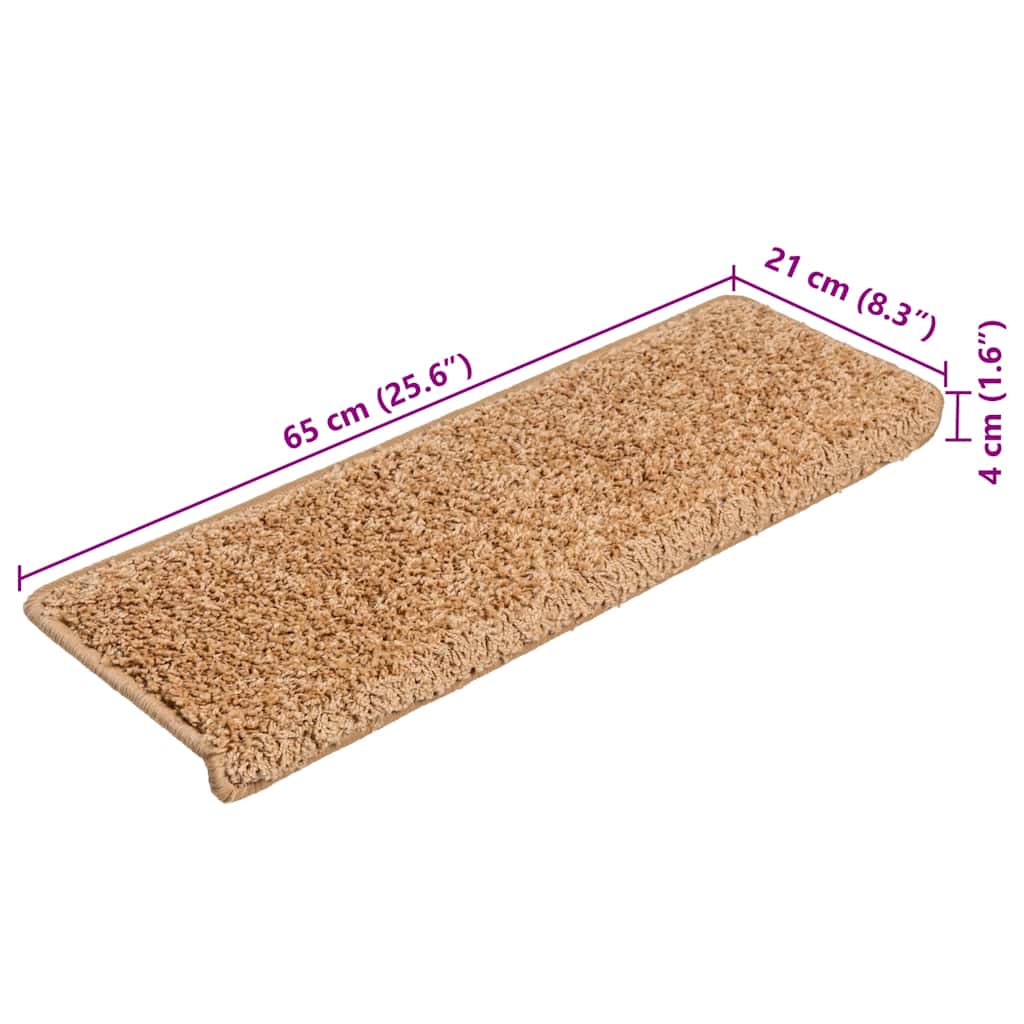 Trappematter 20 stk 65x21x4 cm beige rektangulær kant