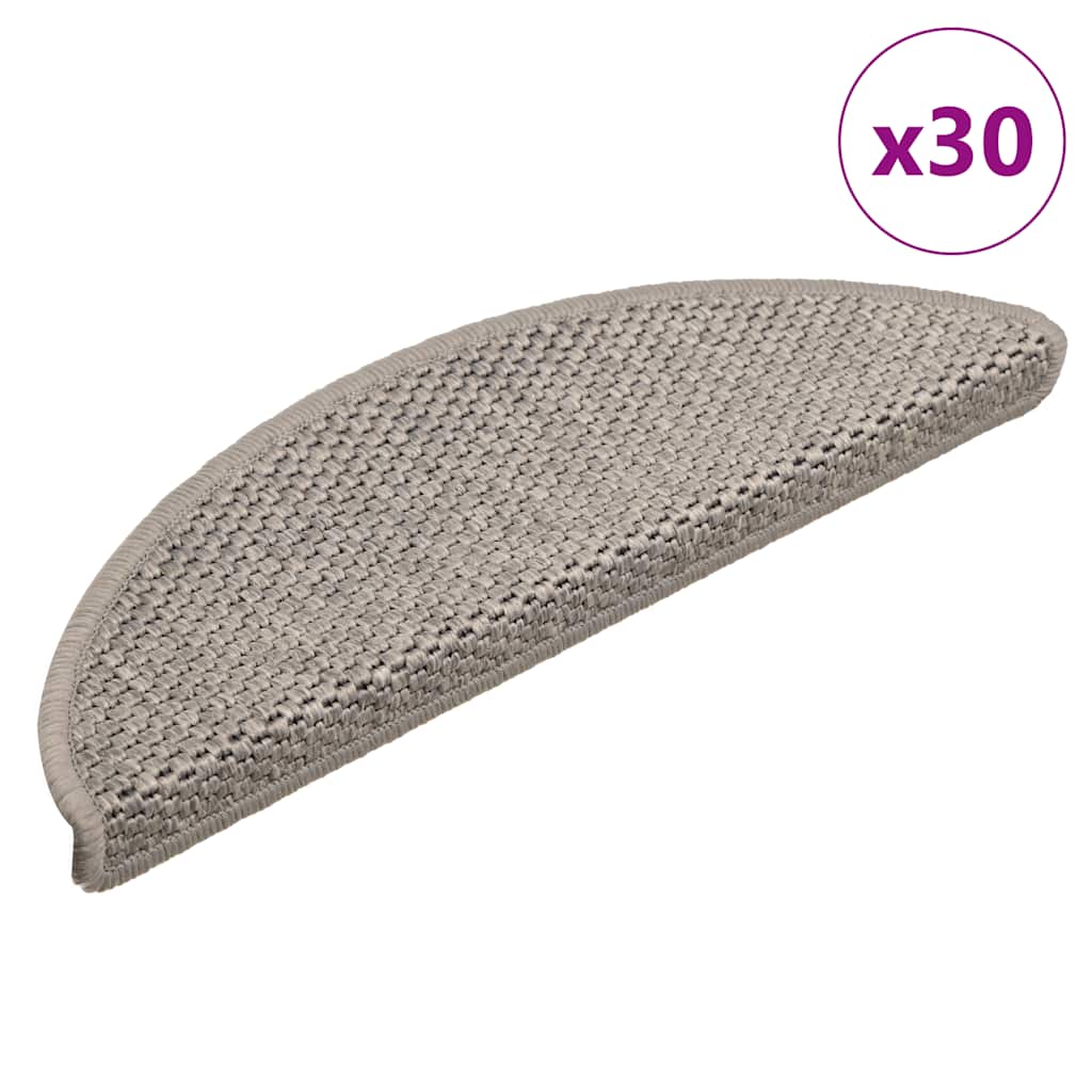 Selvklebende trappematter sisal 30 stk 56x17x3 cm sølv