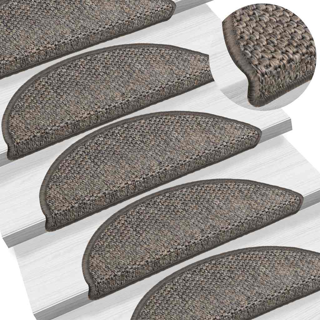 Selvklebende trappematter sisal 30 stk 56x17x3 cm grå og beige