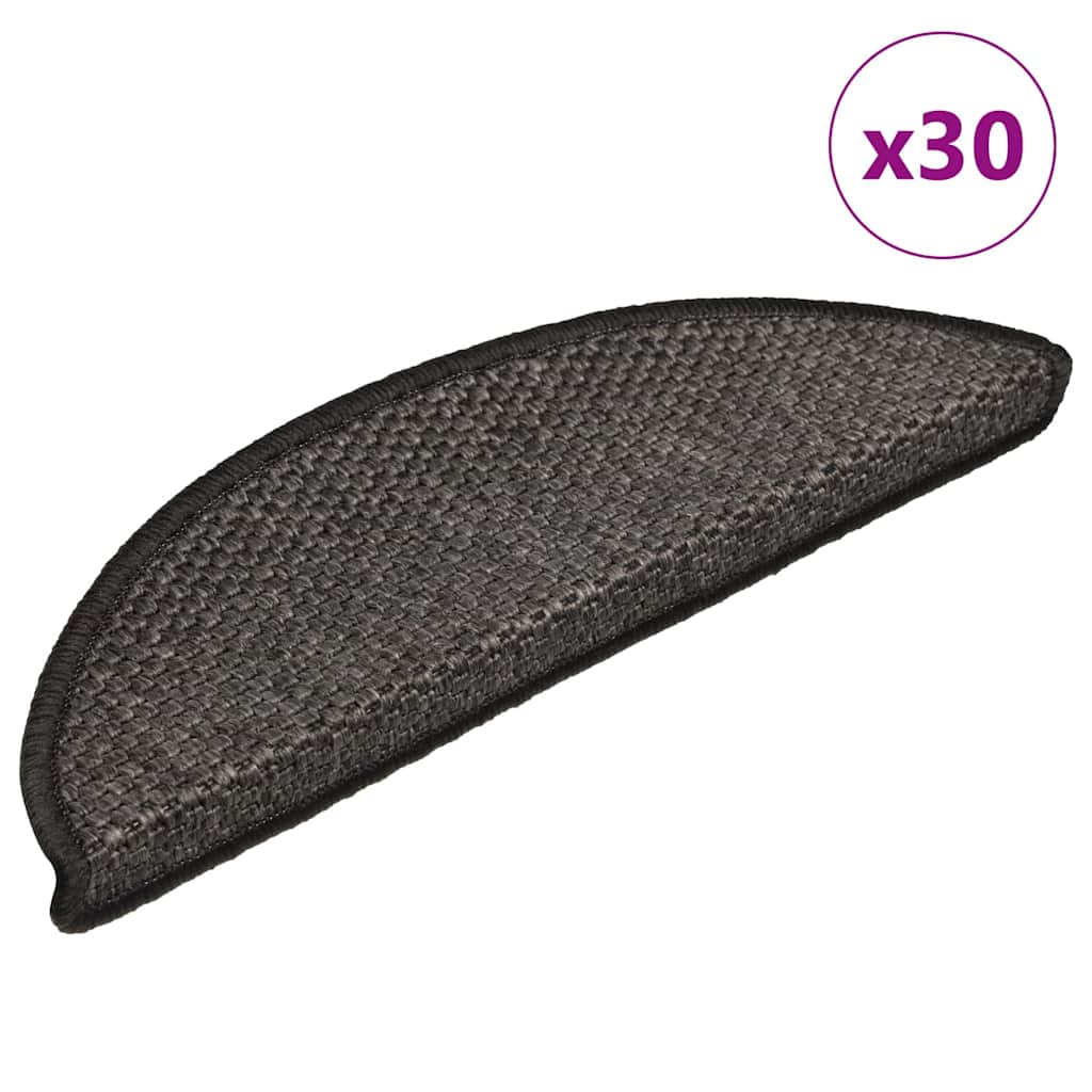Selvklebende trappematter sisal 30 stk 56x17x3 cm antrasitt