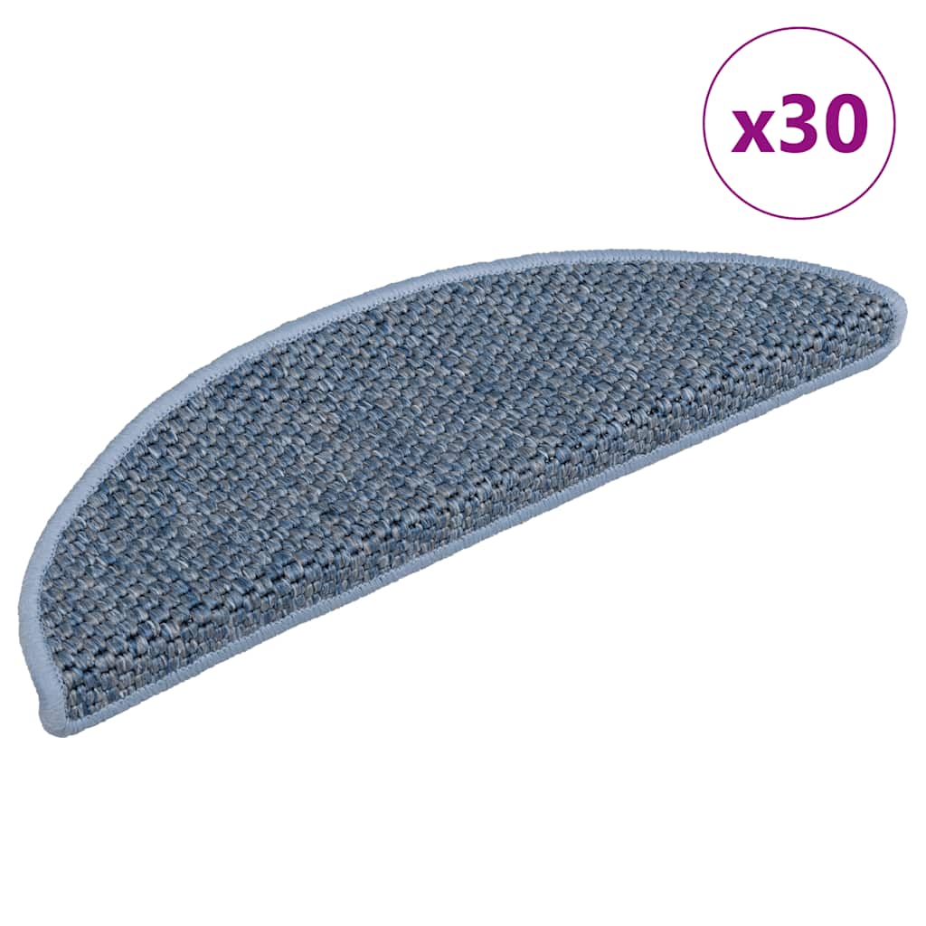 Selvklebende trappematter sisal 30 stk 56x17x3 cm blå