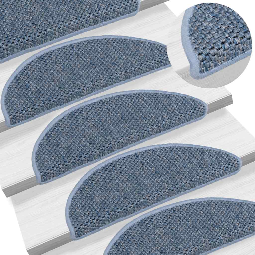 Selvklebende trappematter sisal 30 stk 56x17x3 cm blå