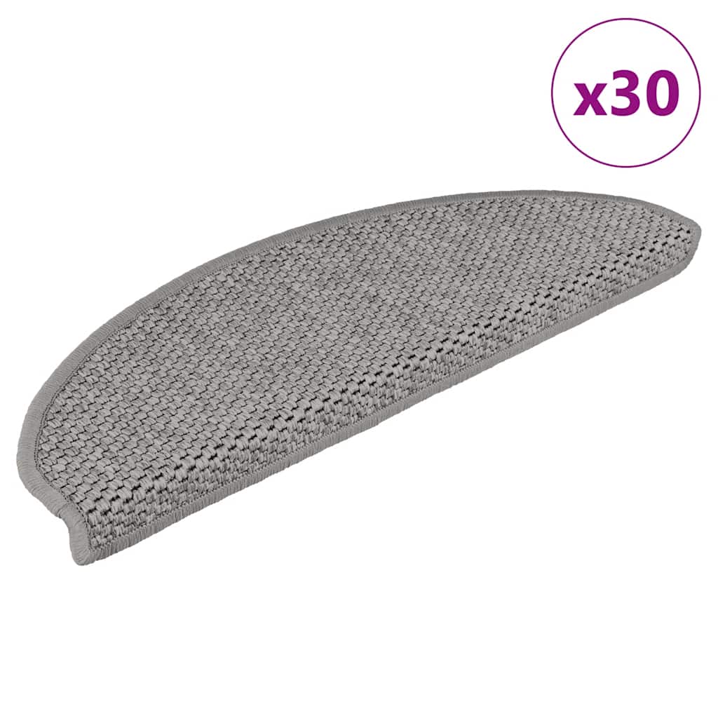 Selvklebende trappematter sisal 30 stk 65x21x4 cm sølv