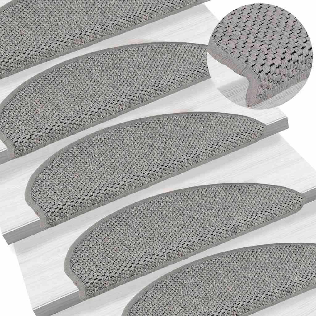 Selvklebende trappematter sisal 30 stk 65x21x4 cm sølv
