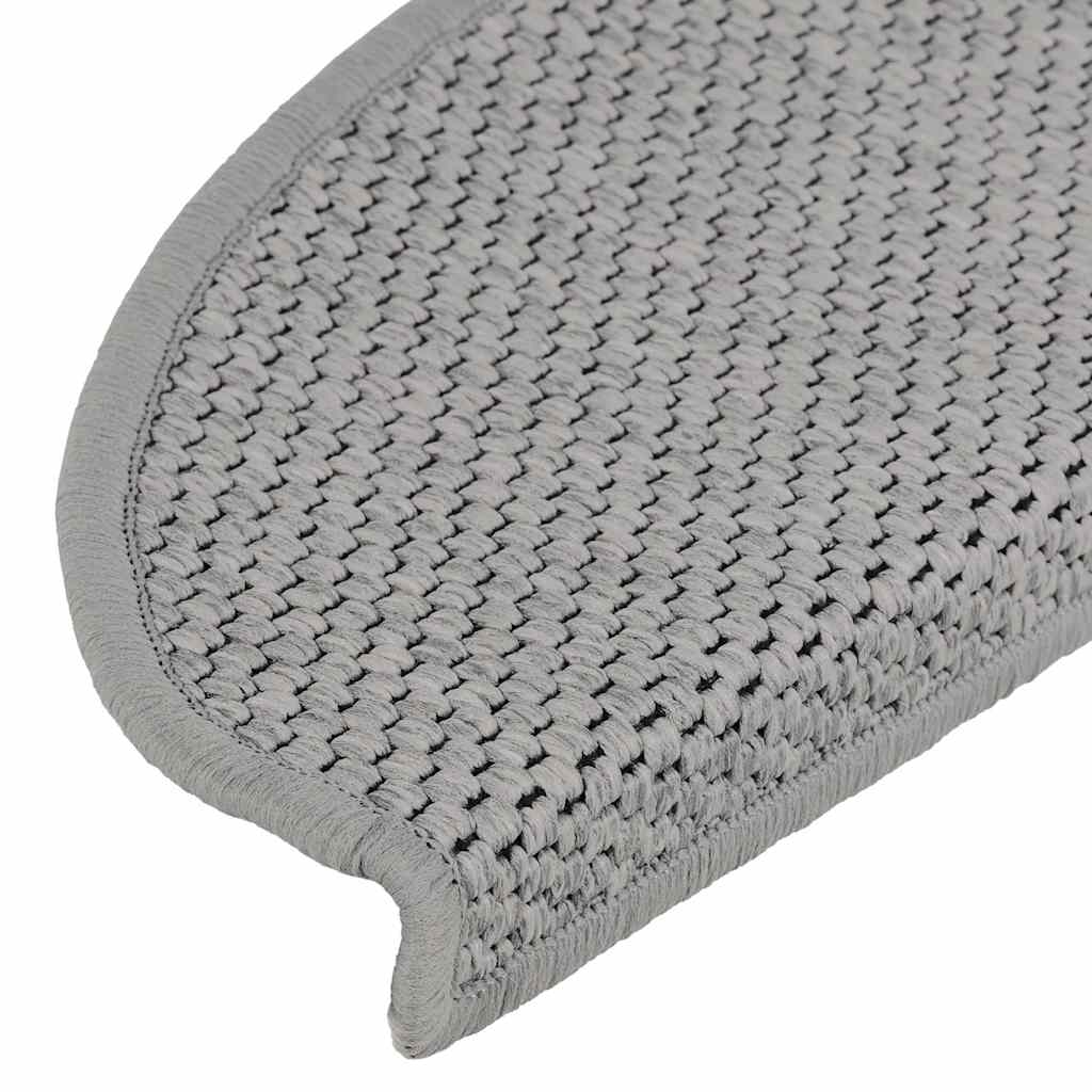 Selvklebende trappematter sisal 30 stk 65x21x4 cm sølv