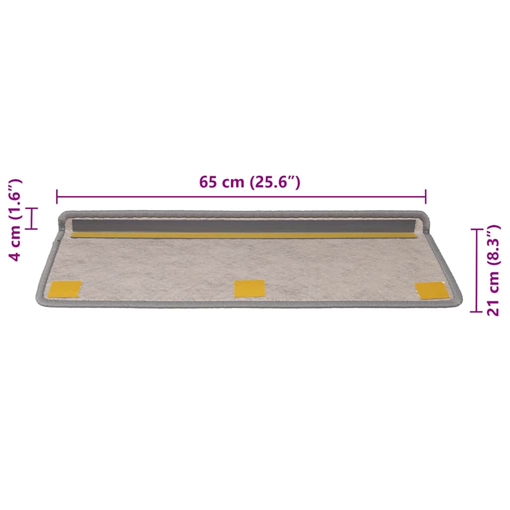 Selvklebende trappematter sisal 30 stk 65x21x4 cm platina