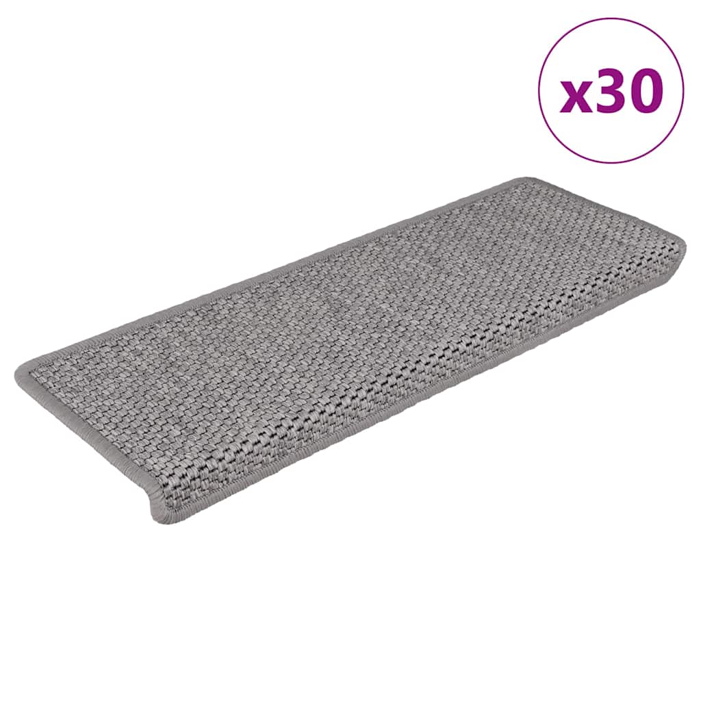 Selvklebende trappematter sisal 30 stk 65x21x4 cm sølv