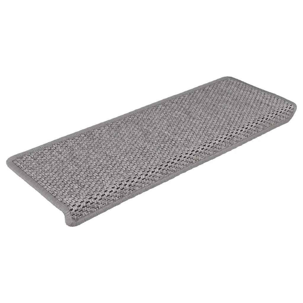 Selvklebende trappematter sisal 30 stk 65x21x4 cm sølv