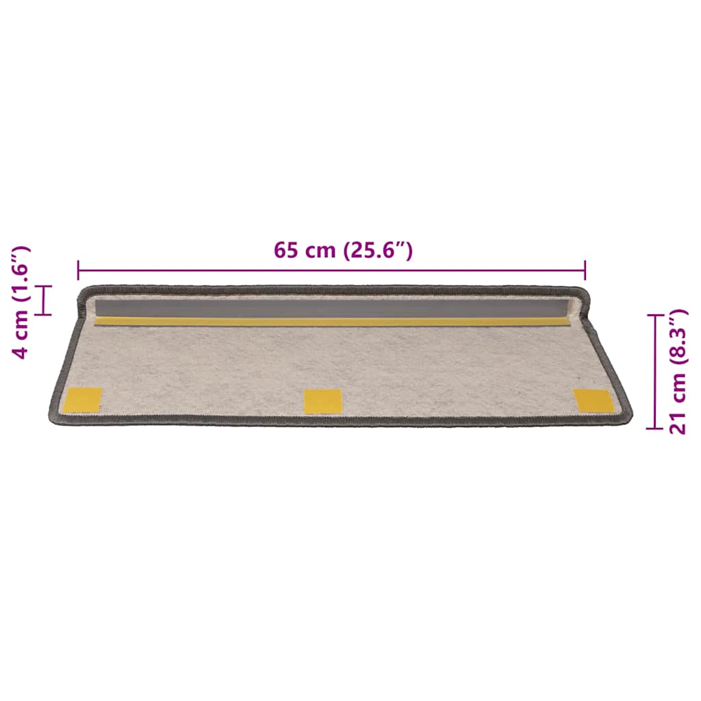 Selvklebende trappematter sisal 30 stk 65x21x4 cm grå og beige