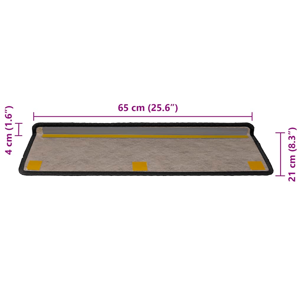 Selvklebende trappematter sisal 30 stk 65x21x4 cm antrasitt
