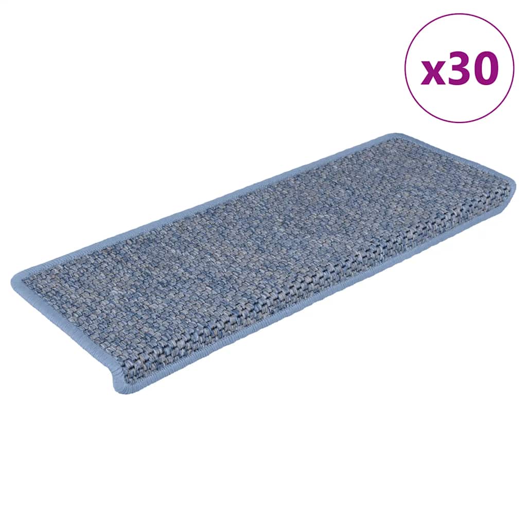Selvklebende trappematter sisal 30 stk 65x21x4 cm blå