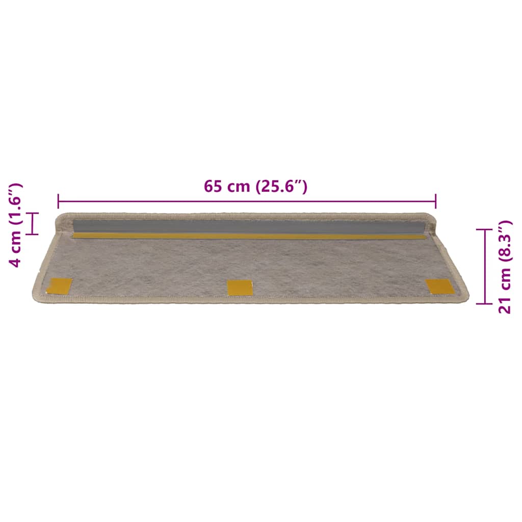 Selvklebende trappematter sisal 30 stk 65x21x4 cm mørk beige