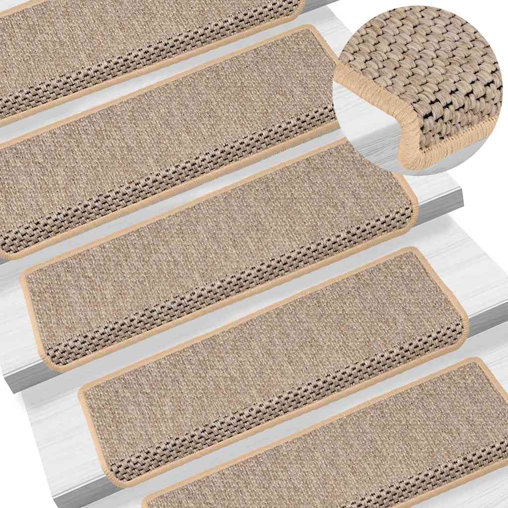 Selvklebende trappematter sisal 30 stk 65x21x4 cm lysebeige