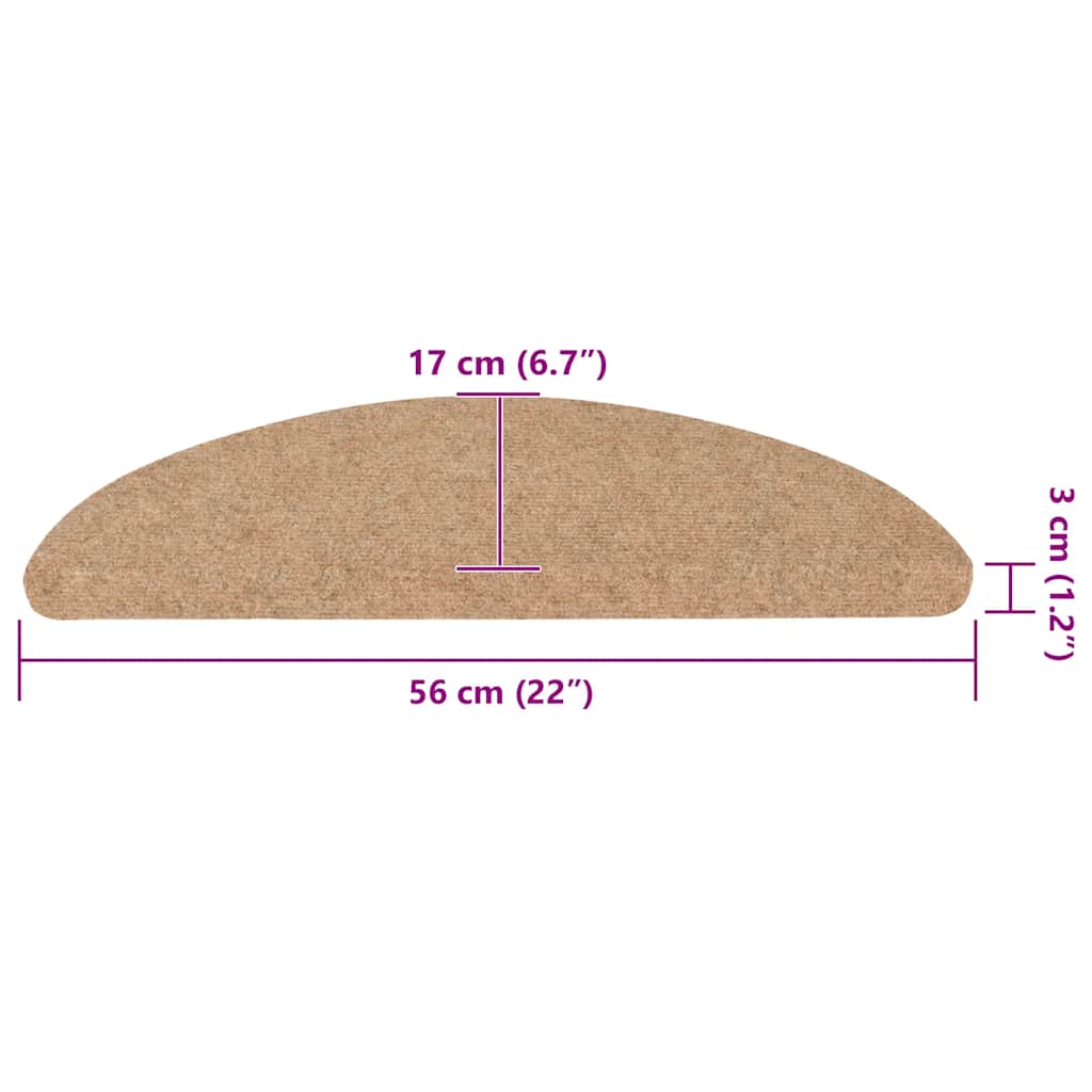 Selvklebende trappematter 30 stk beige 56x17x3 cm