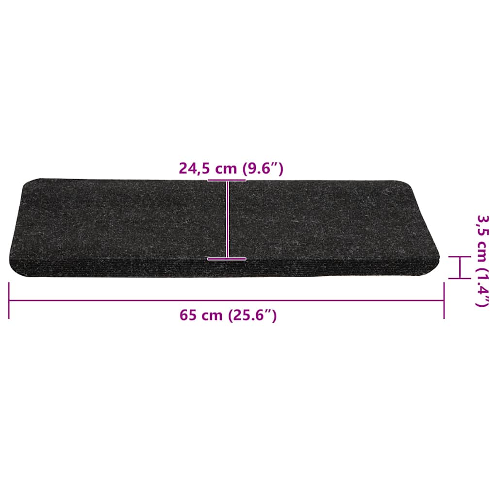 Selvklebende trappematter 30 stk antrasitt 65x24,5x3,5 cm