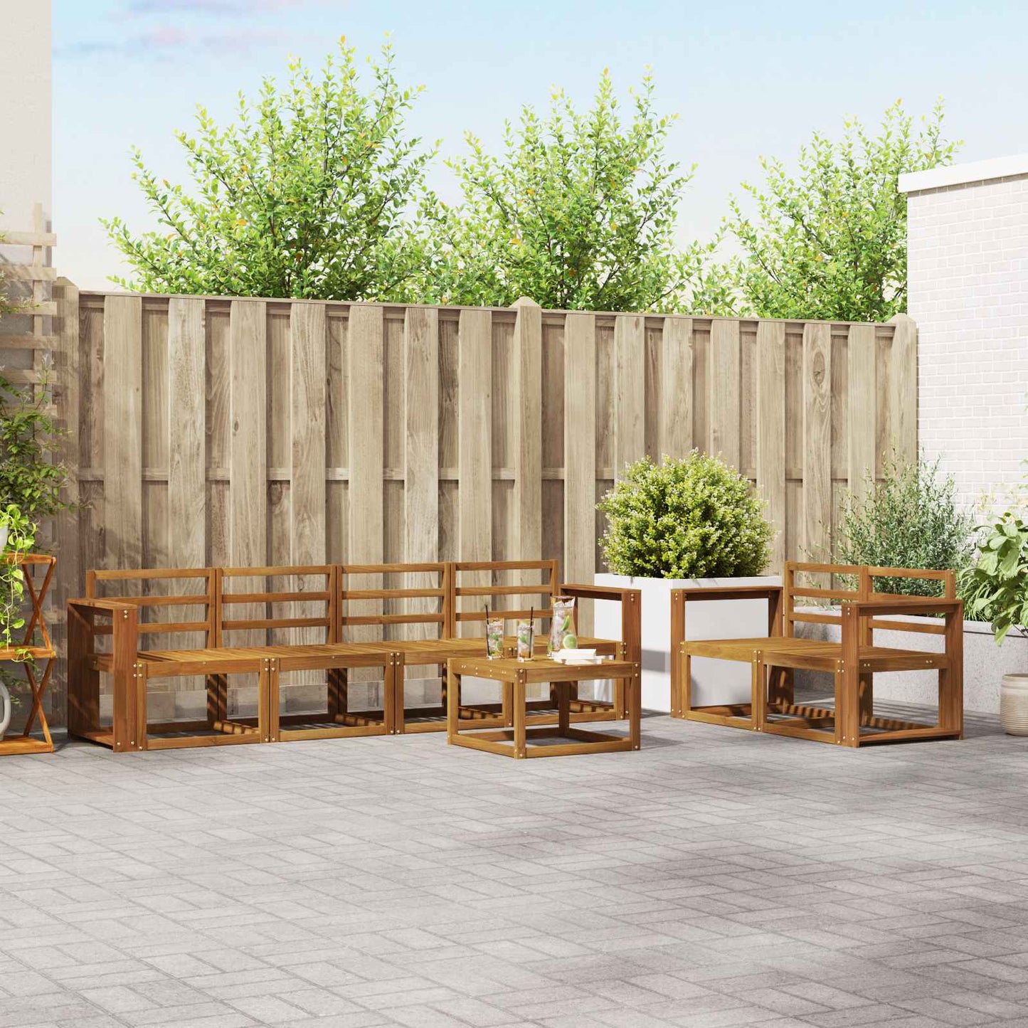 Utendørs sofa-sett 7 pcs Naturlig