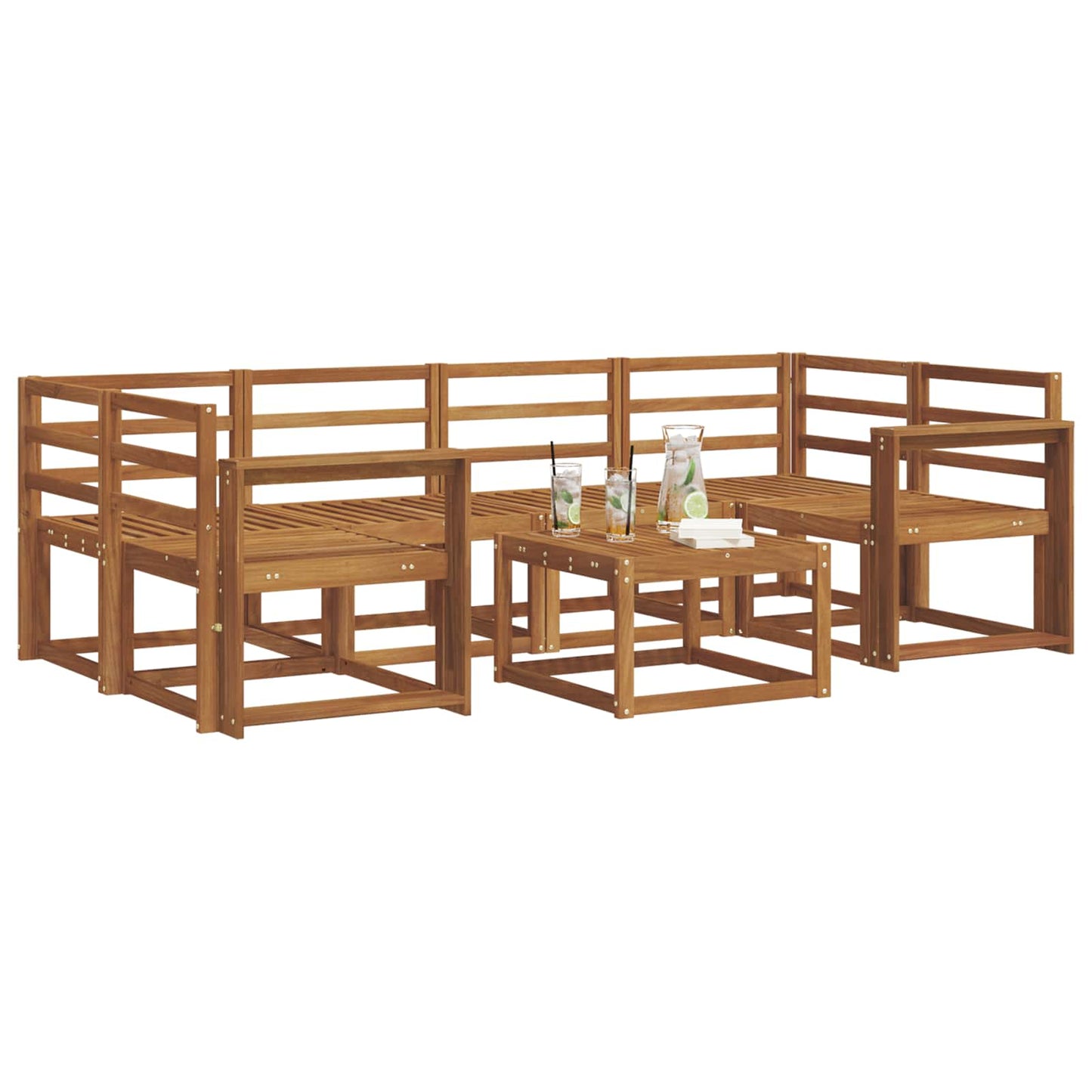 Utendørs sofa-sett 7 pcs Naturlig Solid akasietre
