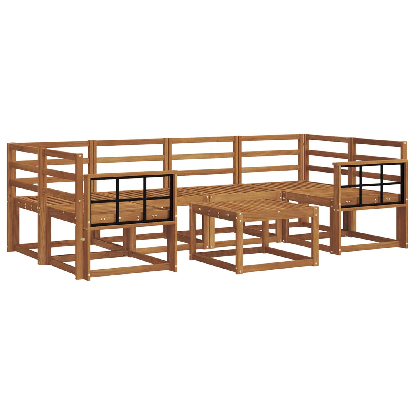 Utendørs sofa-sett 7 pcs Naturlig Solid akasietre