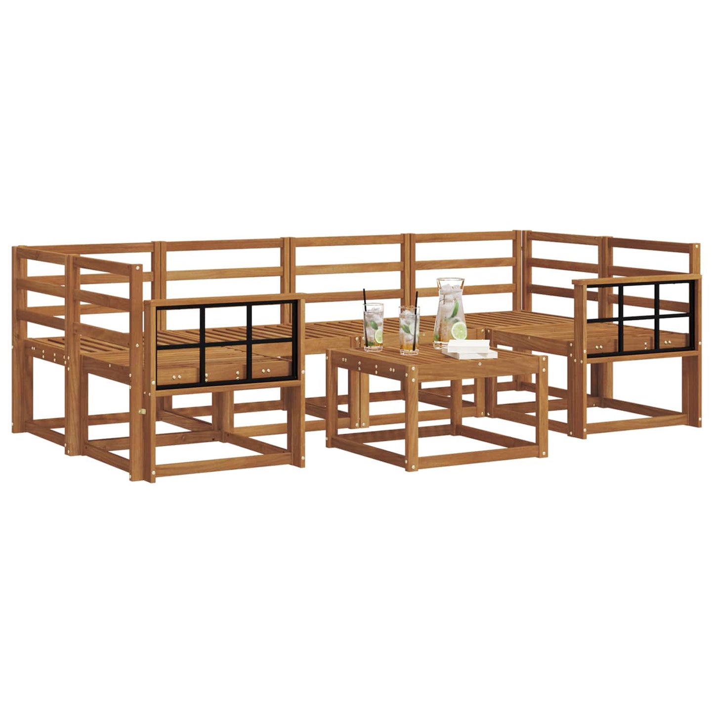 Utendørs sofa-sett 7 pcs Naturlig Solid akasietre